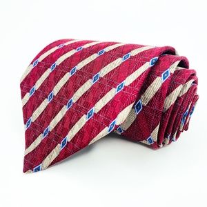 Geoffrey Beene Tie All Silk Red Geometric Pattern